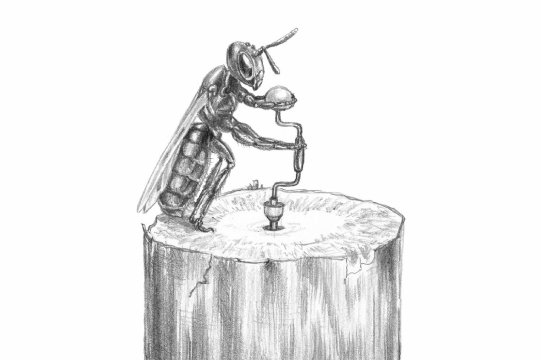 Bienenfiguren für Lehrpfad: bohrende Biene
