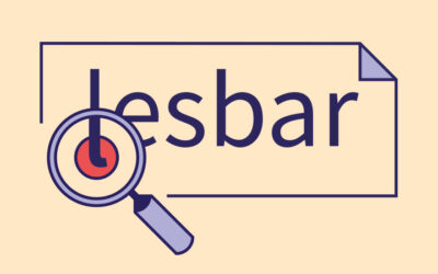 Gut lesbare Schriften: In einem reduzierten, grafischen Stil sieht man ein Stück Papier auf dem das Wort »lesbar« steht. Eine Lupe hebt den unteren Teil des kleinen l hervor, um den zusätzlich ein roter Kreis liegt.