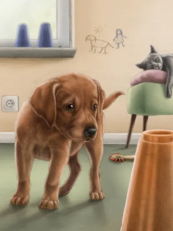Wie der Hund zu uns kam: Welpe orientiert sich im Raum