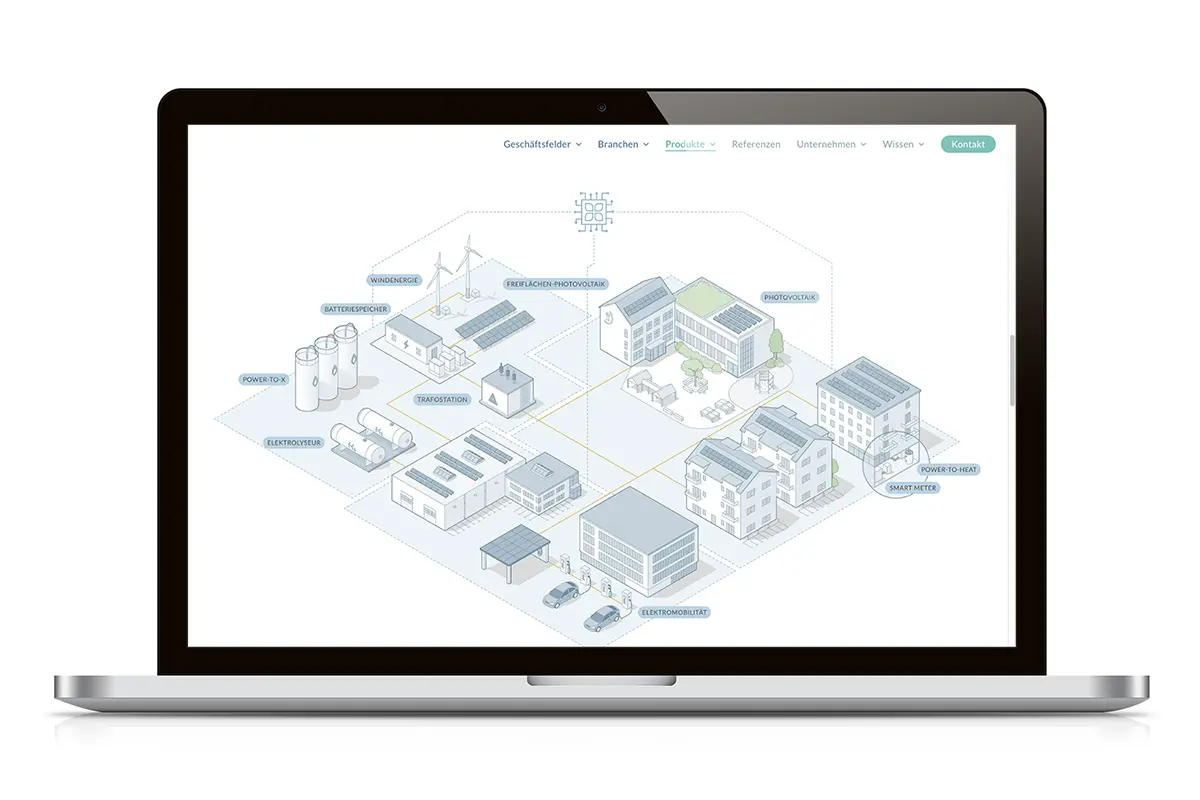 Isometrische Gebäude: Illustration im digitalen Einsatz auf dem Bildschirm eines Laptops
