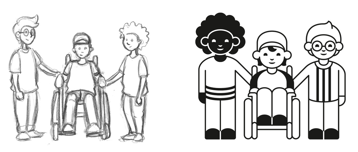 Corporate Illustration: analoge und digitale Umsetzung einer Illustration mit drei Kindern