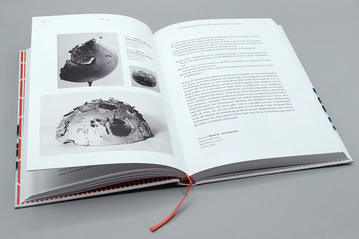 Künstlerbiografie Hanna Korflür: Doppelseitengestaltung mit drei Werken zum Thema Mond