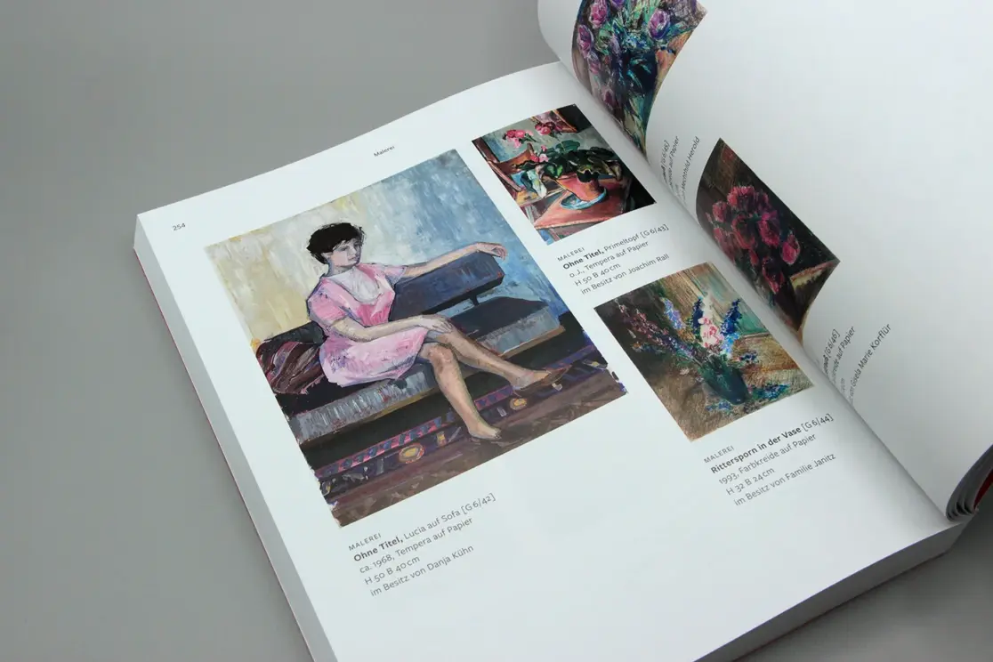 Werkverzeichnis Hanna Korflür: Seitengestaltung mit großem Gemälde aus dem Kapitel Malerei