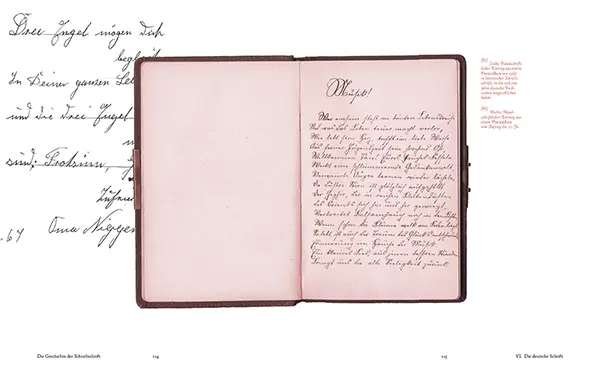 Schreibschriften: Layoutansicht einer Seite mit altem Poesiealbum