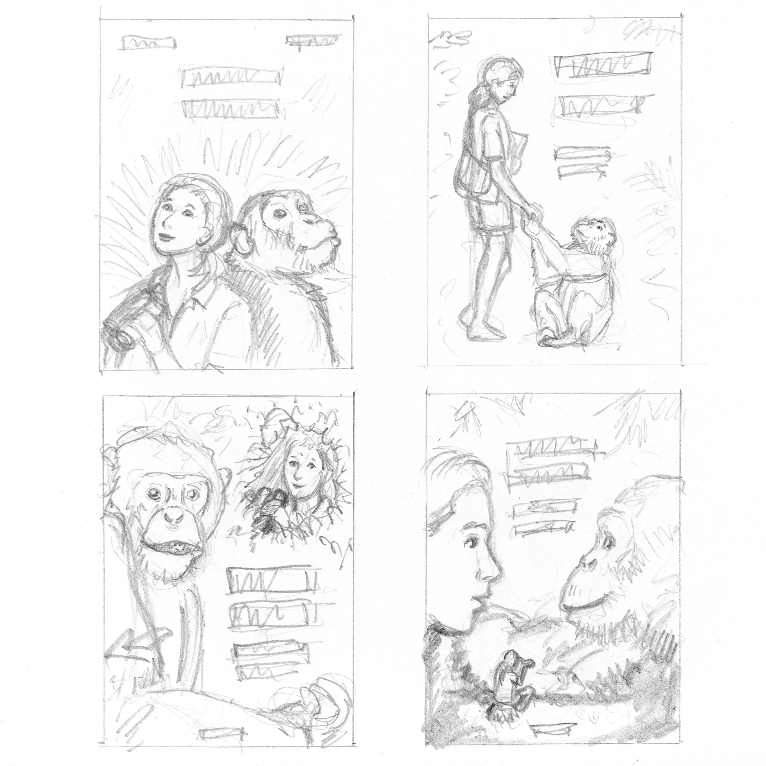 Buchcover gestalten: Vier gezeichnete Entwürfe für ein Buchcover